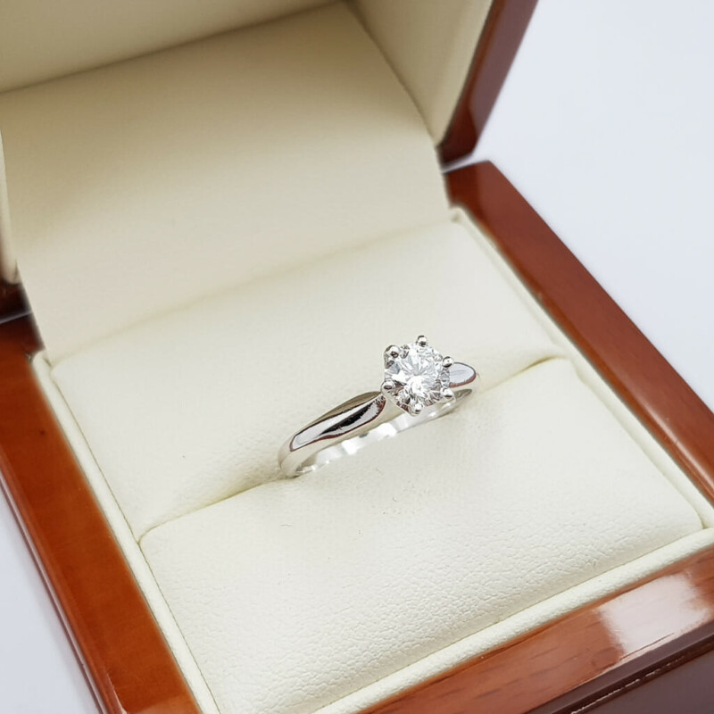 18ct White Gold 0.53ct Diamond Solitaire Ring Size L Val $5400 #58302