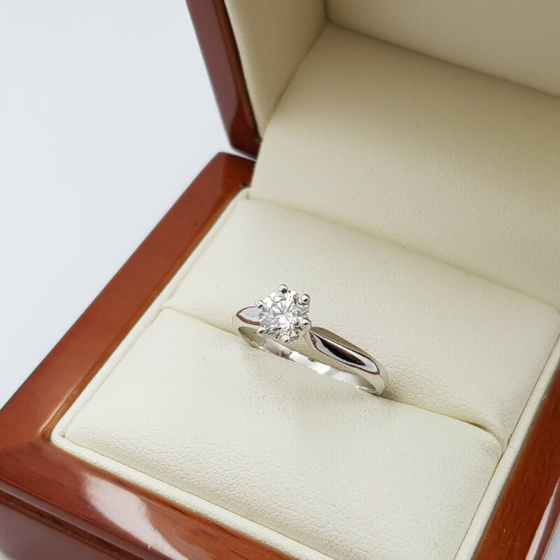 18ct White Gold 0.53ct Diamond Solitaire Ring Size L Val $5400 #58302