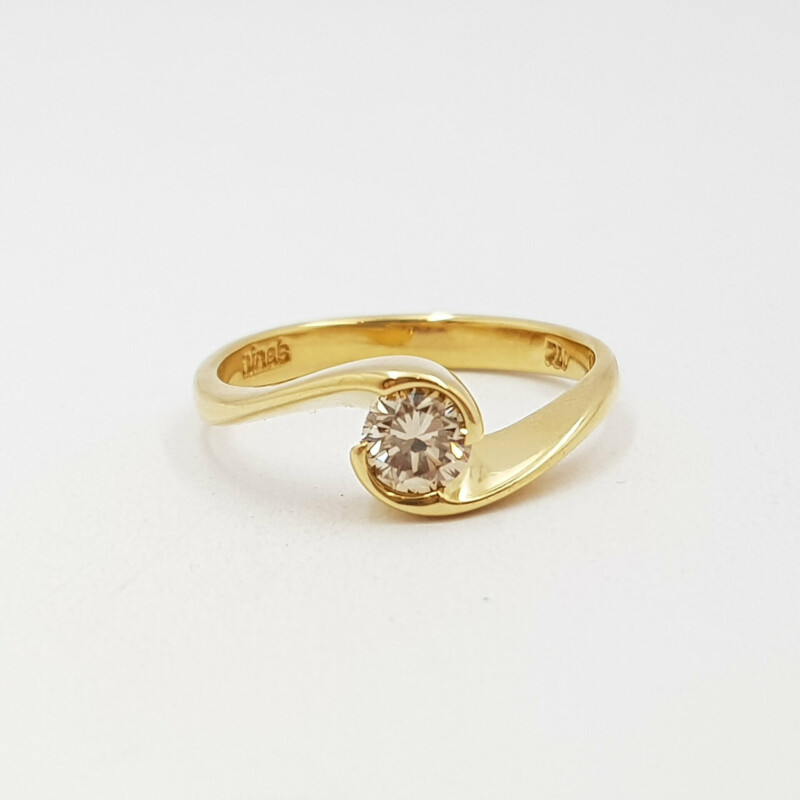 18ct Yellow Gold Diamond Solitaire Wrap Around Setting Ring Val $2650 Size N #59815