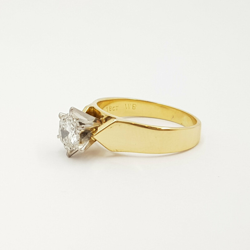 18ct Yellow Gold 0.35ct Diamond Solitaire Ring Val $3550 Size I 1/2 #60059