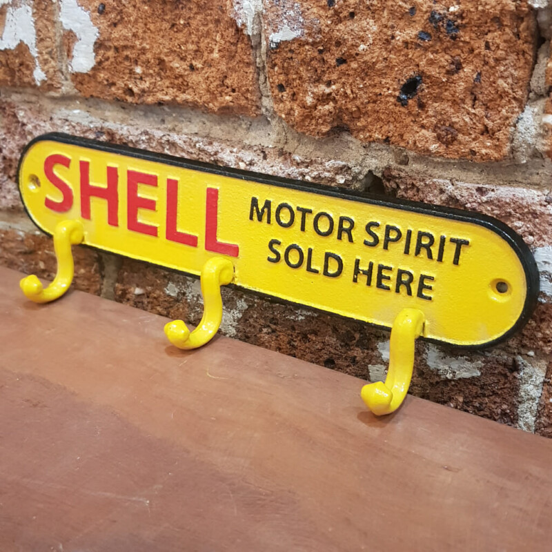 Shell Motor Spirit Sold Here Key Rack / Sign Cast Iron #60596