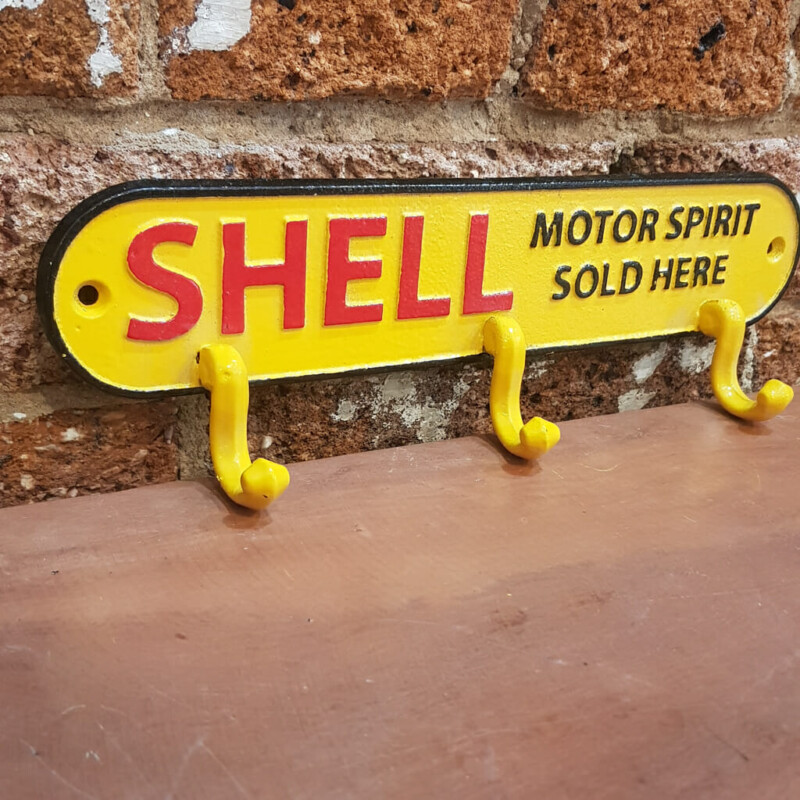 Shell Motor Spirit Sold Here Key Rack / Sign Cast Iron #60596