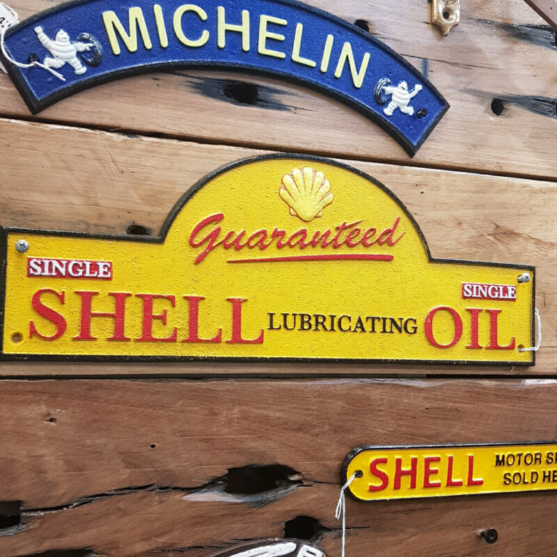 Shell Lubricating Oil Guaranteed Cast Iron Sign #59119