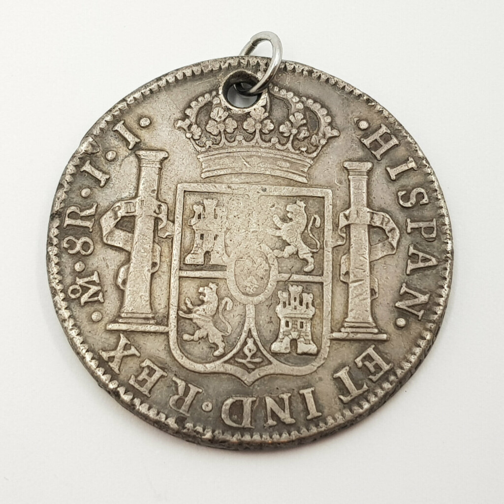 8 Reale Ferdin Vii Dei Grat Coin 1819 In Lion & Castle Co Sleeve Hole Drilled with Jumpring #60373 8 Reale Ferdin Vii Dei Grat Coin 1819 In Lion & Castle Co Sleeve Hole Drilled with Jumpring #60373