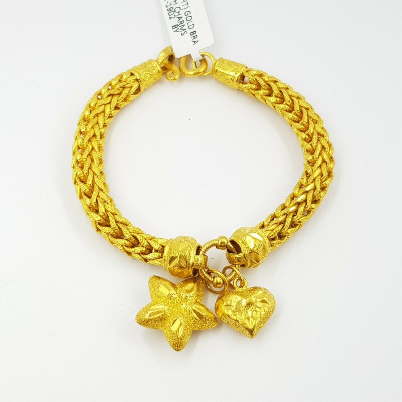 23ct (2 Baht) Yellow Gold Bracelet with Charms 16cm 30.4grams #53854