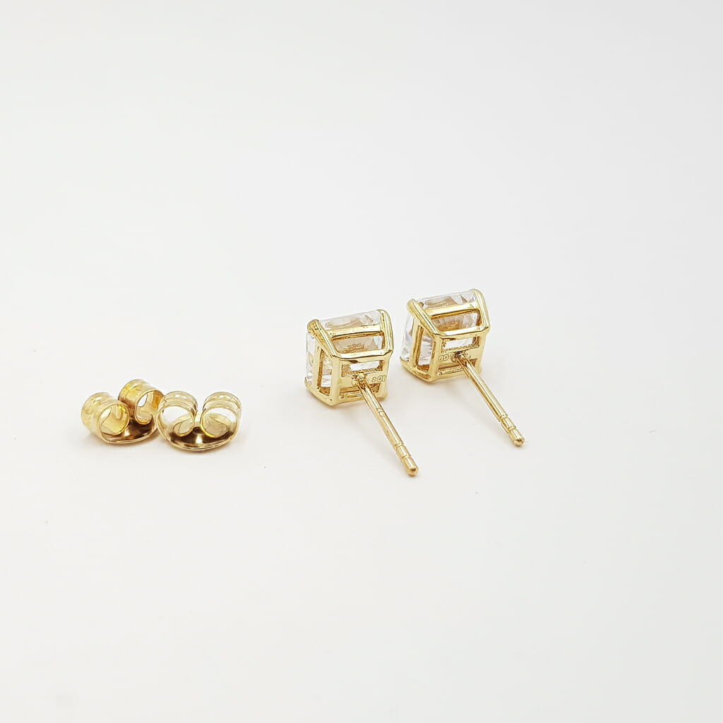 10ct Yellow Gold Princess Cut CZ Stud Earrings #60390 10ct Yellow Gold Princess Cut CZ Stud Earrings #60390 - Image 6