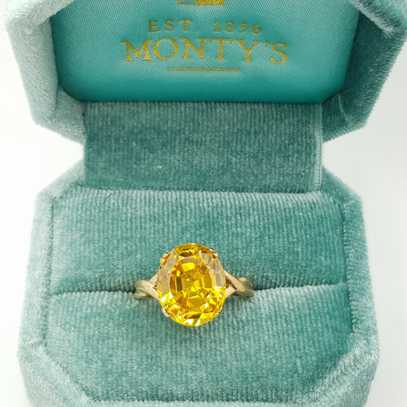 9ct Yellow Gold Yellow Paste Stone Cocktail Ring Size O 1/2 #58069