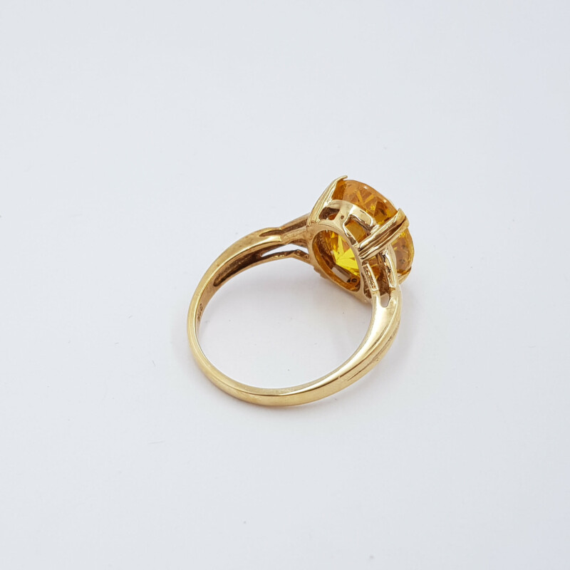9ct Yellow Gold Yellow Paste Stone Cocktail Ring Size O 1/2 #58069