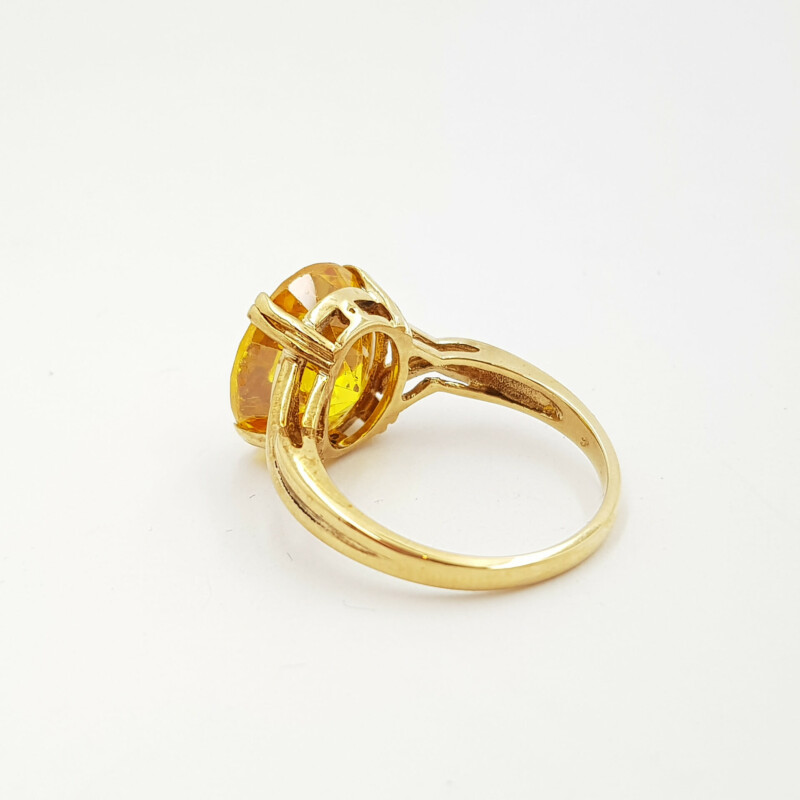 9ct Yellow Gold Yellow Paste Stone Cocktail Ring Size O 1/2 #58069