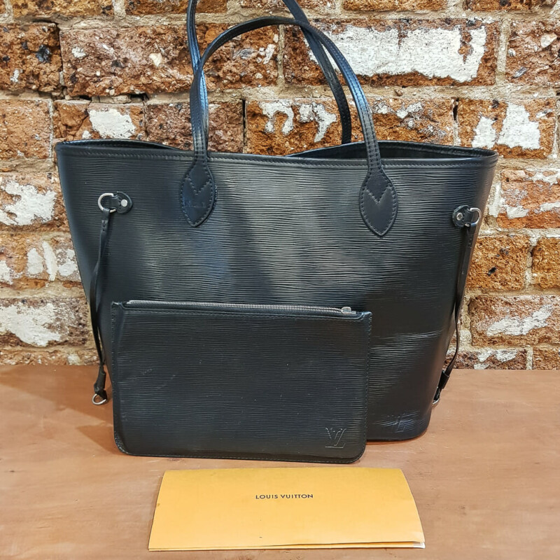 Louis Vuitton Neverfull MM EPI Leather Black Bag + Pouch C/2016 #60671
