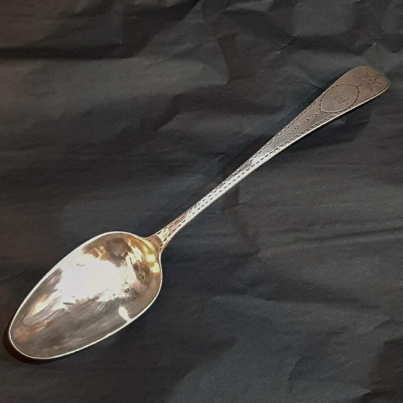 Antique Sterling Silver Ornate Serving Spoon Dublin 1799 JS #60710