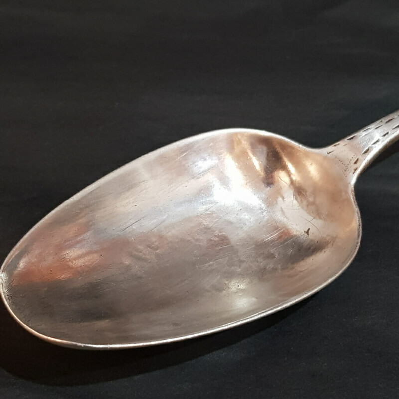 Antique Sterling Silver Ornate Serving Spoon Dublin 1799 JS #60710