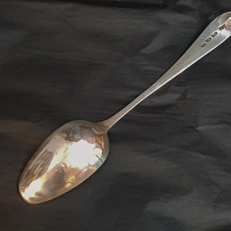 Antique Sterling Silver Ornate Serving Spoon Dublin 1799 JS #60710