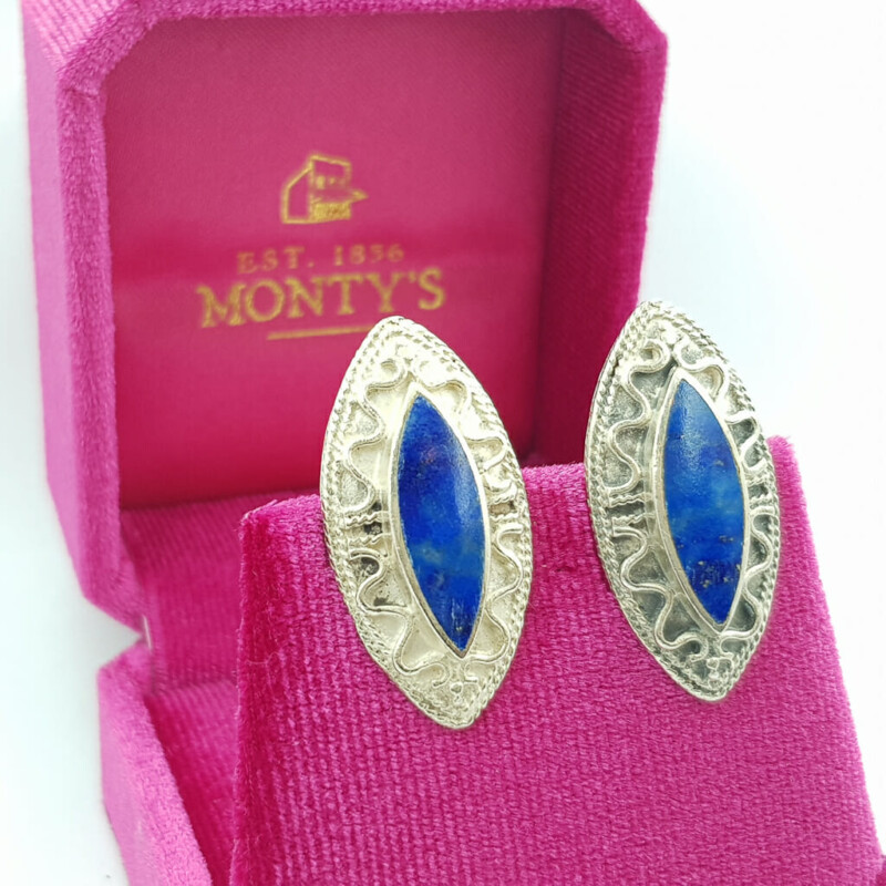 Sterling Silver Lapis Lazuli Clip-On Earrings #60248