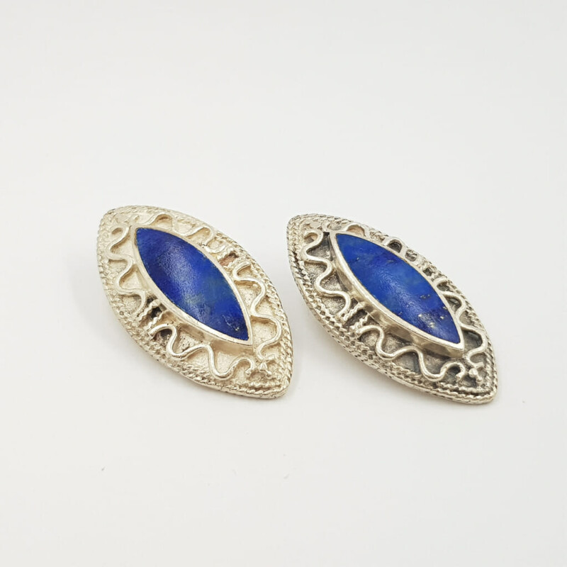 Sterling Silver Lapis Lazuli Clip-On Earrings #60248