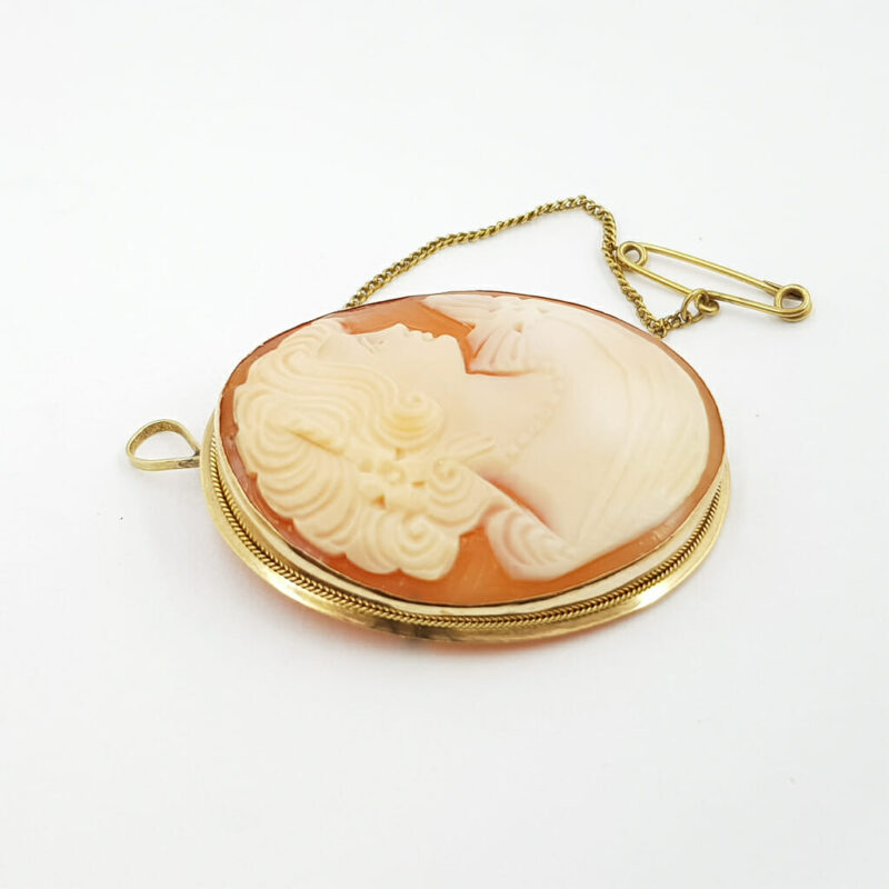 Vintage 9ct Yellow Gold Cameo Pendant / Brooch #60250