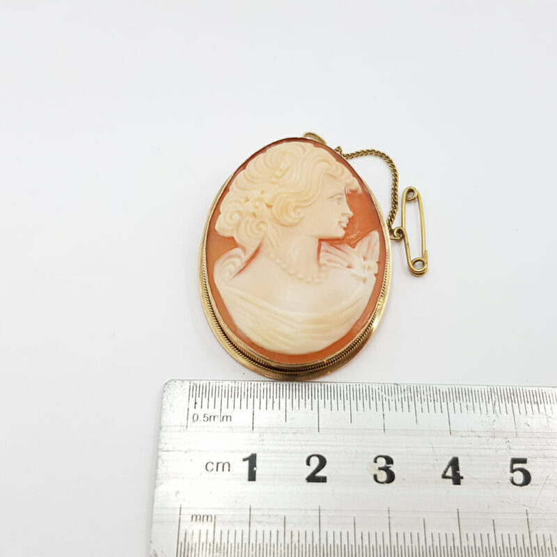 Vintage 9ct Yellow Gold Cameo Pendant / Brooch #60250