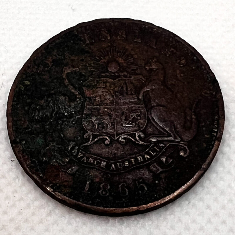 1 Penny John Pettigrew & Co Token General Merchants Ipswich Qld Australia 1865 #58467-4