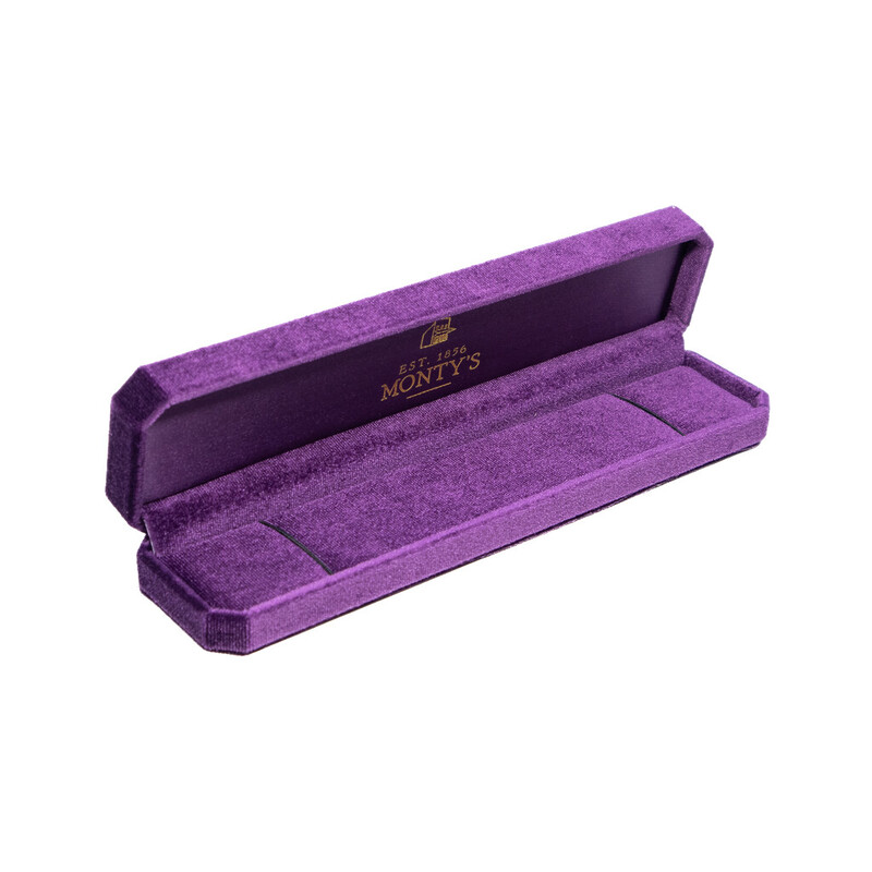Premium Corduroy Long Flat Bracelet Jewellery Gift Box - Purple