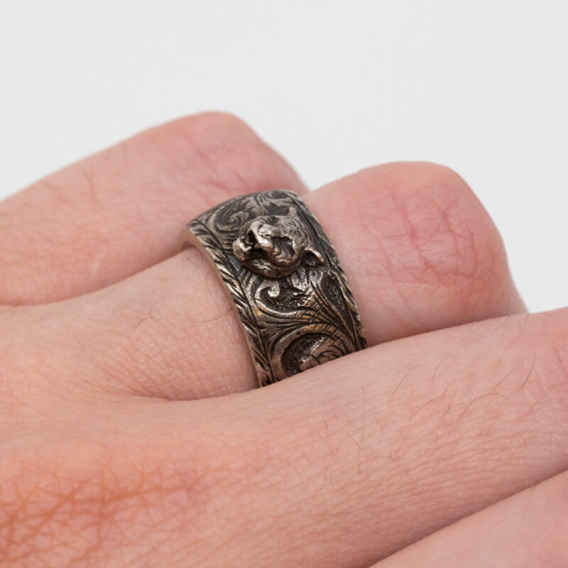 Gucci Sterling Silver Feline Head Ring Size 13 RRP $465 #59417