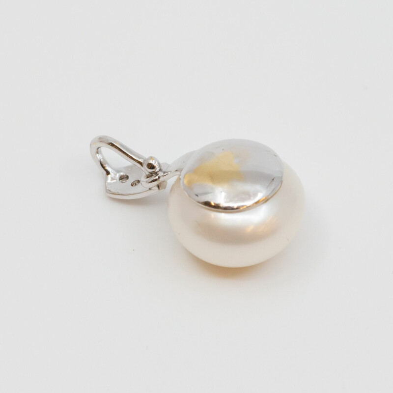 Freshwater Pearl & Diamond Silver Plated Pendant #51446