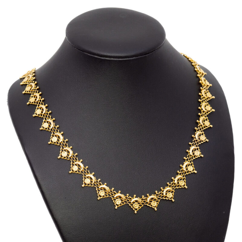 18ct Yellow Gold Ornate Mesh Necklace/Chain 47cm #60558