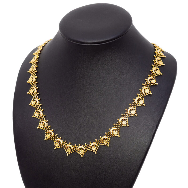 18ct Yellow Gold Ornate Mesh Necklace/Chain 47cm #60558