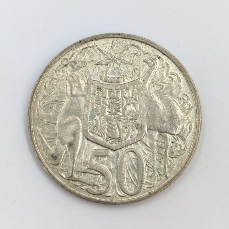 Silver 1966 Round 50 Cent Coin Face
