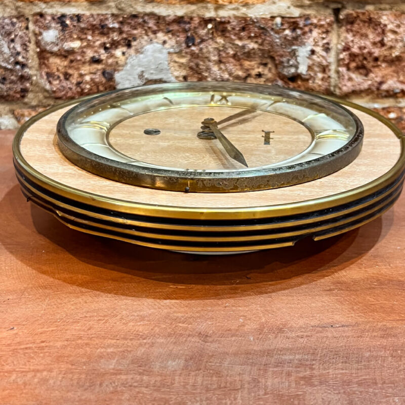 Vintage Junghans Round Clock Wall 22cm Wooden Face with Roman Numerals #58775