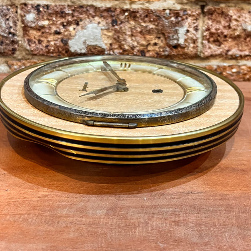 Vintage Junghans Round Clock Wall 22cm Wooden Face with Roman Numerals #58775