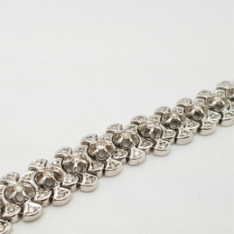 14ct White Gold 2.55ct TW Diamond Bracelet 19.5cm Val $10375 #19258