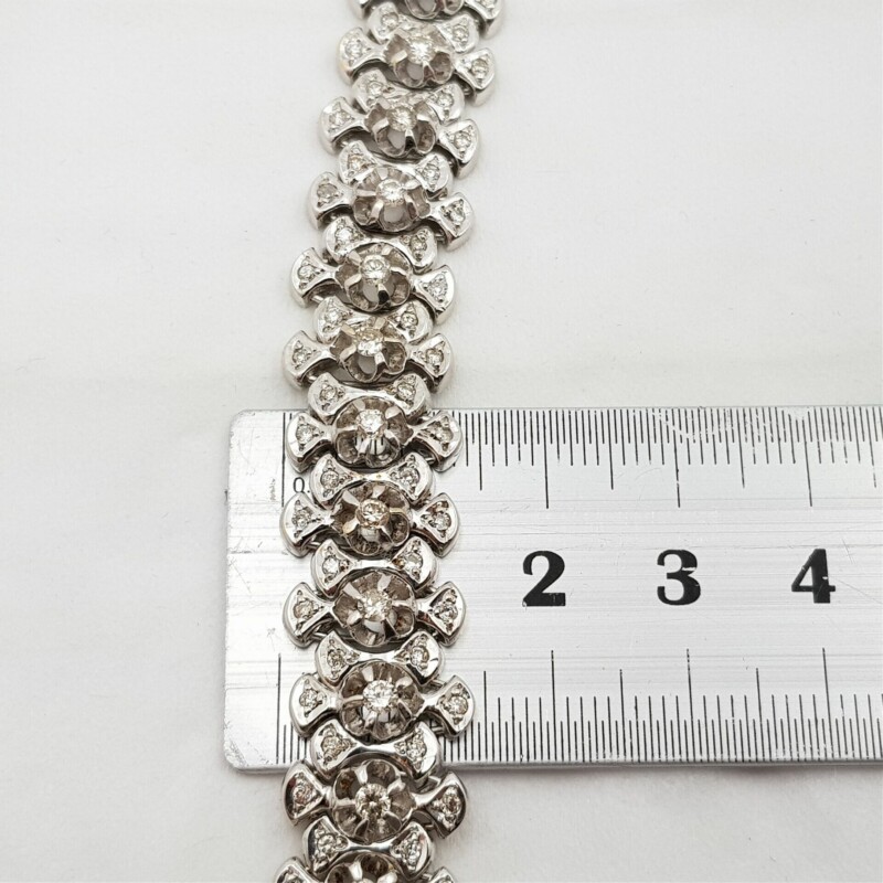 14ct White Gold 2.55ct TW Diamond Bracelet 19.5cm Val $10375 #19258