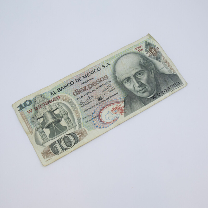 Mexico 1970 10 Diez Peso Note - El Banco De Mexico 2208963 (VG) #46519