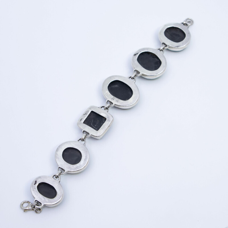 Sterling Silver Blue Glass Adjustable Bracelet 18-19.5cm #56983