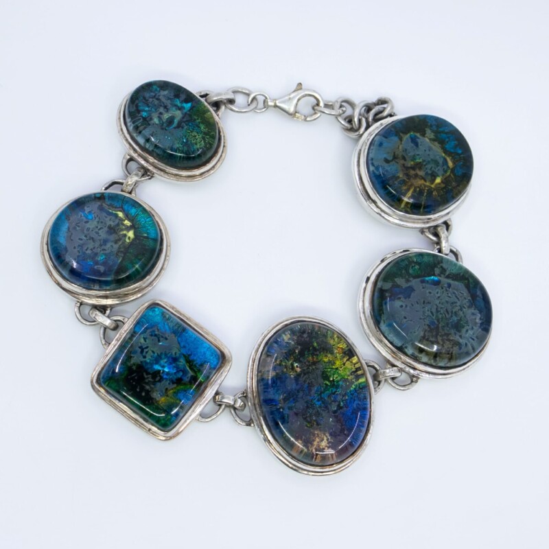 Sterling Silver Blue Glass Adjustable Bracelet 18-19.5cm #56983