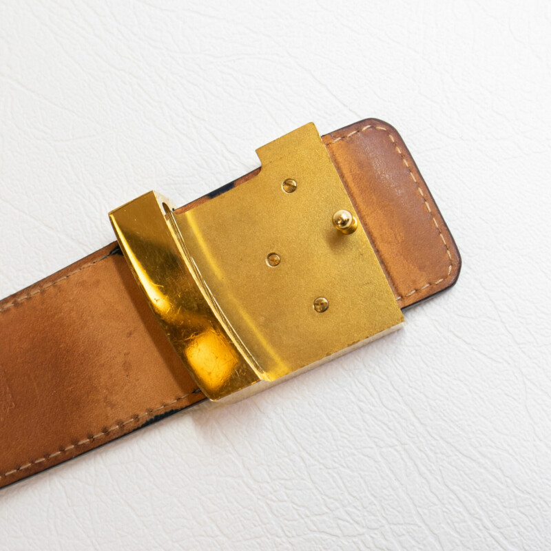 Louis Vuitton Monogram Belt M9608 95/38 Gold Colour Buckle #60572