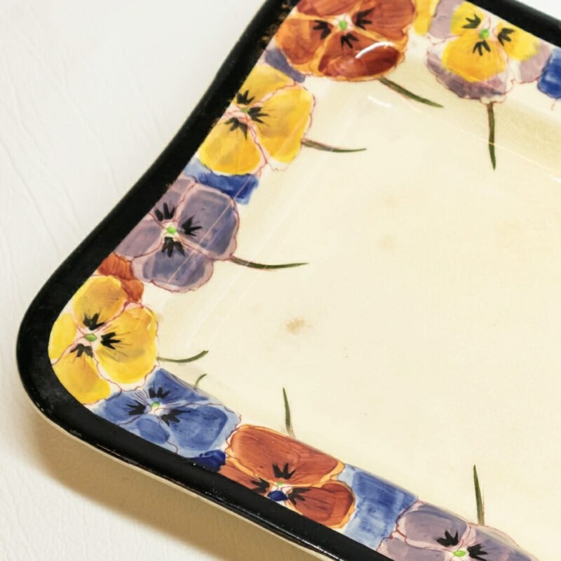 Antique Royal Doulton Pansy Pansies Butter Dish Tray 8-in / 20cm D4049 #58673