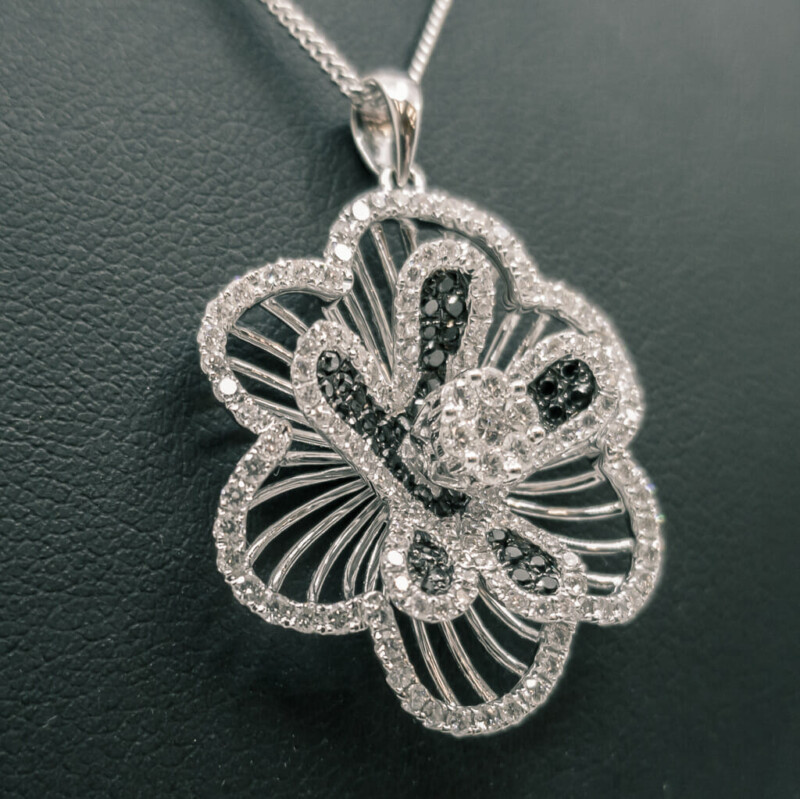18ct 1.83ct TW Diamond Flower Pendant + 9ct Chain Necklace Val $7500 #60223