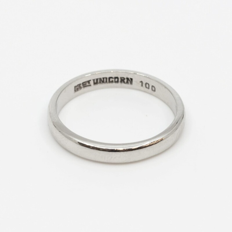 Vintage 18ct White Gold Narrow Band Ring Size M 1/2 Unicorn #60312
