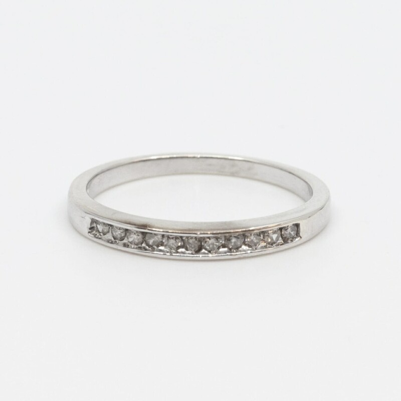 9ct White Gold Diamond Eternity Ring Band Size M #60354