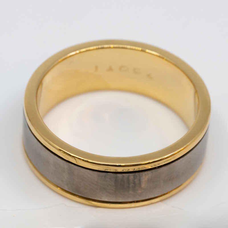 18ct Yellow Gold & Titanium Wedding Ring Band Size V 1/2 750 #60221
