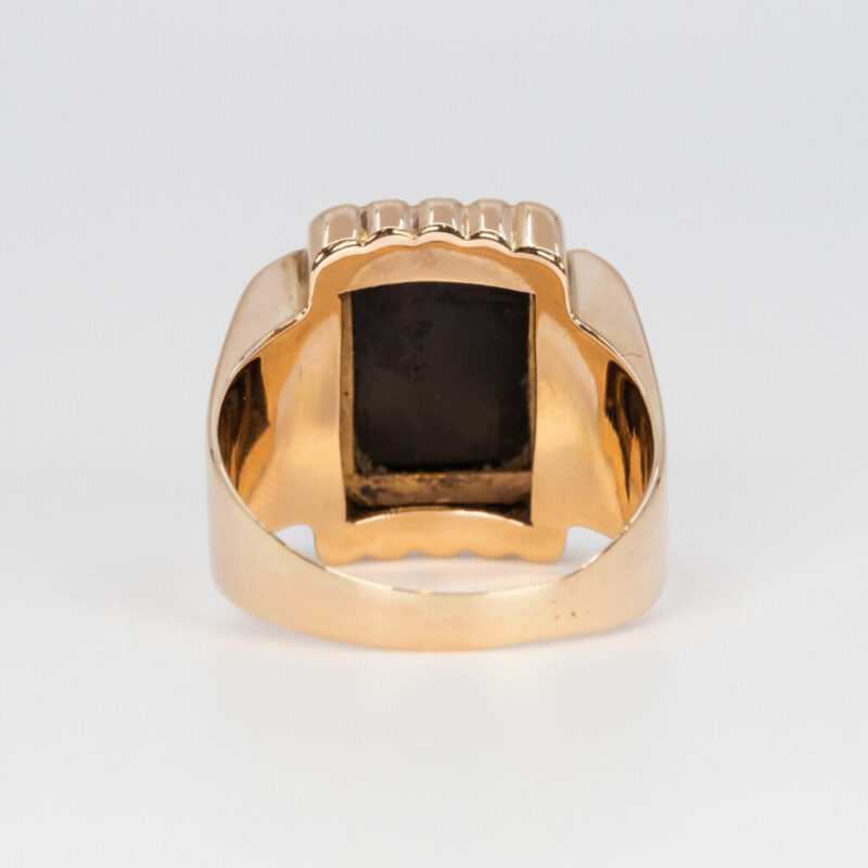 Vintage 18ct Yellow Gold Onyx Men's Ring Size S 1/2 #60269