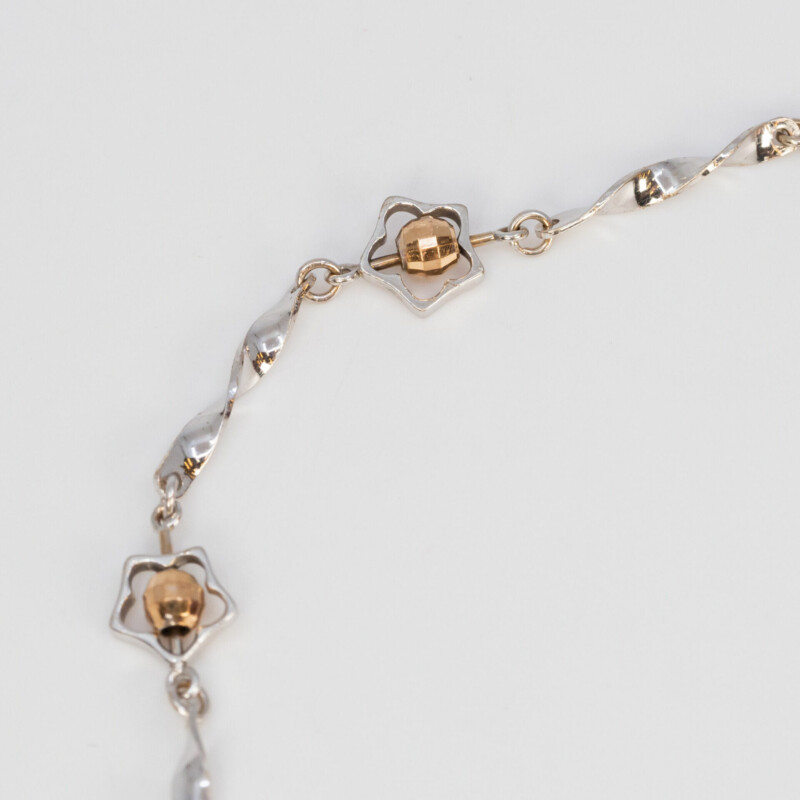 18ct Two Tone Gold Ball Bracelet 17cm long #60658