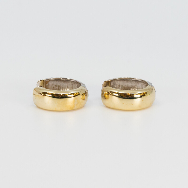 10ct Two Tone Gold Diamond Cut Small Hoop Earrings #60659