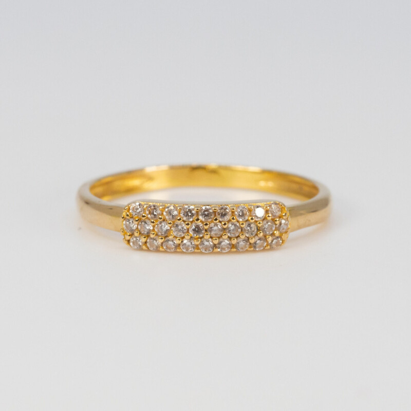 18ct Yellow Gold CZ Dress Ring Size L 750 #60638