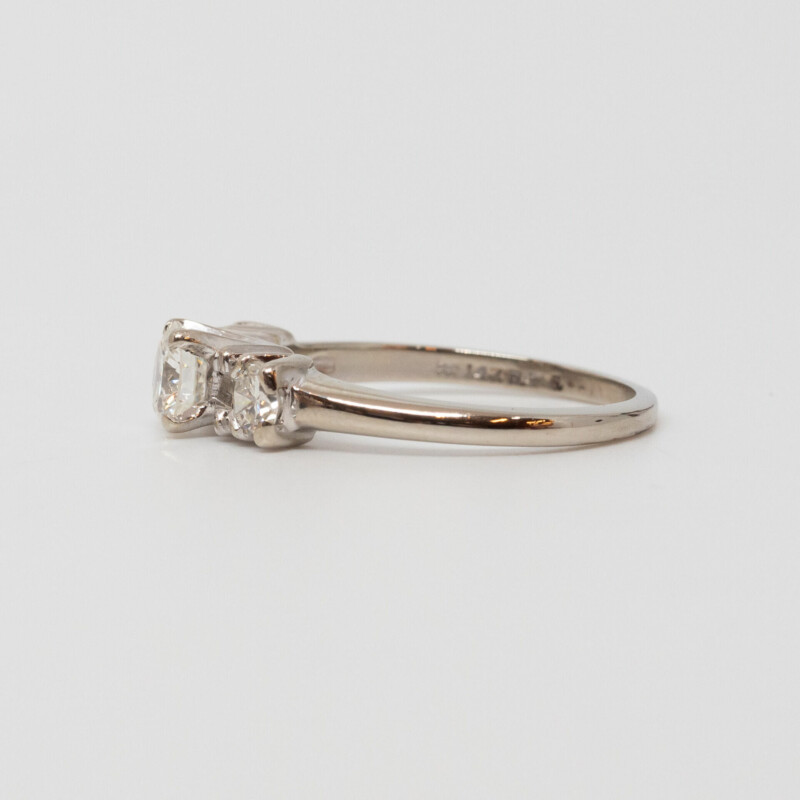 14ct White Gold 0.98ct TW Diamond Trilogy Ring Size O Val $7750 #60351