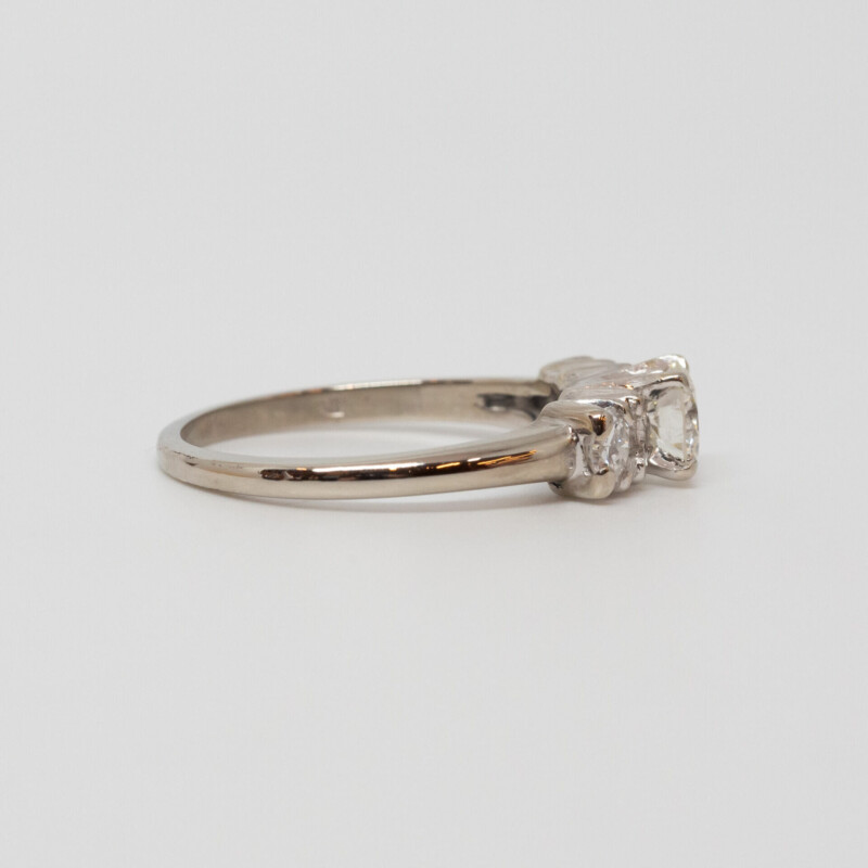 14ct White Gold 0.98ct TW Diamond Trilogy Ring Size O Val $7750 #60351