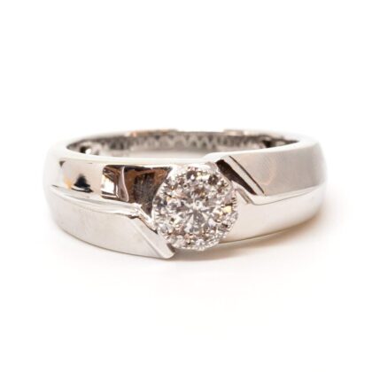 14ct White Gold Men’s Diamond Cluster Ring Size T1/2 Val $3950 #60298