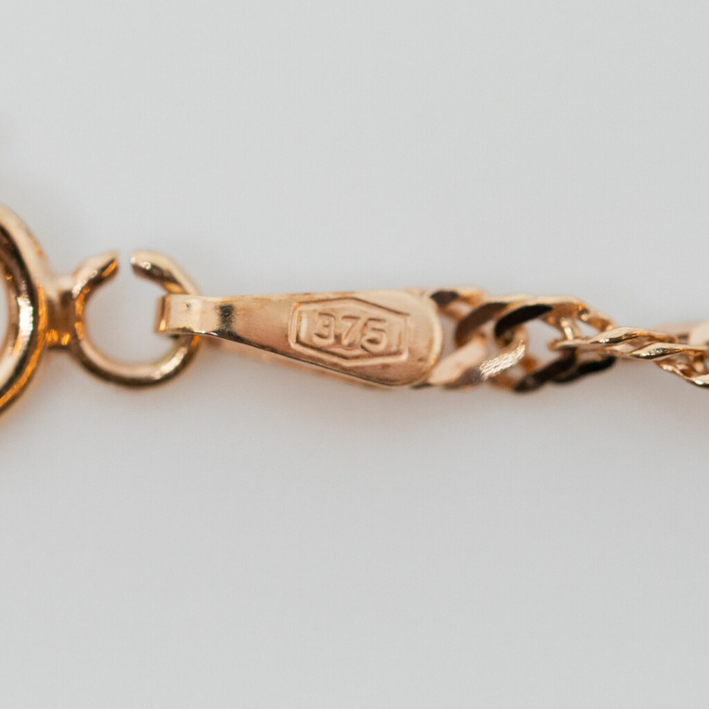 9ct Rose Gold Singapore Chain Necklace With 6 Rings 44cm 60304 Monty's