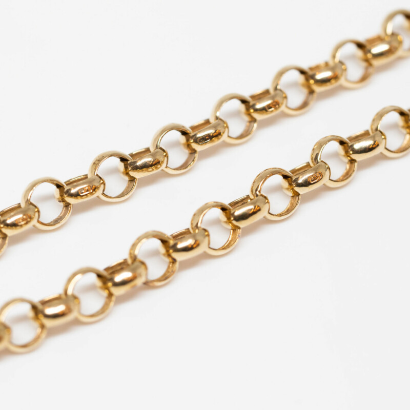 9ct Yellow Gold Belcher Chain Diamond Heart Locket Pendant 46cm #60176